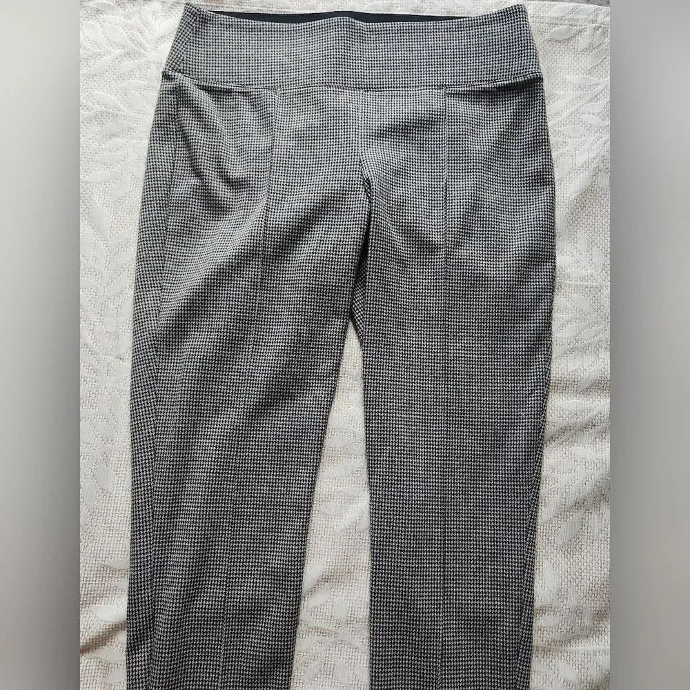 P36  NINE WEST Houndstooth Pull-on pleated Stretch Knit Legging large Business